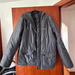 Oakley Men’s Charcoal Quilted Puffer Jacket with Hood